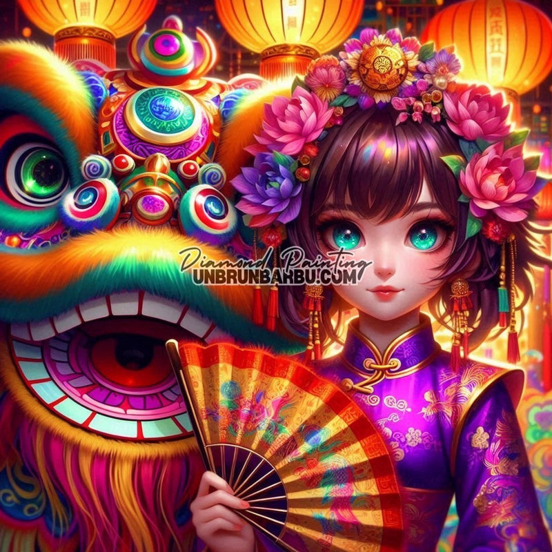 Lanternes et Légendes : Un Voyage au Cœur des Traditions Asiatiques (120cm x 120cm) - UnBrunBarbu