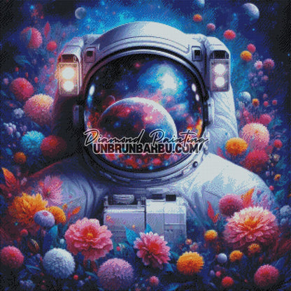 L’astronaute de l’Odyssée Fleurie (80cm x 80cm) - UnBrunBarbu