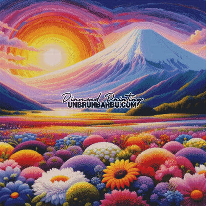 L'Aube Éternelle sur la Vallée des Fleurs (100cm x 100cm) - UnBrunBarbu