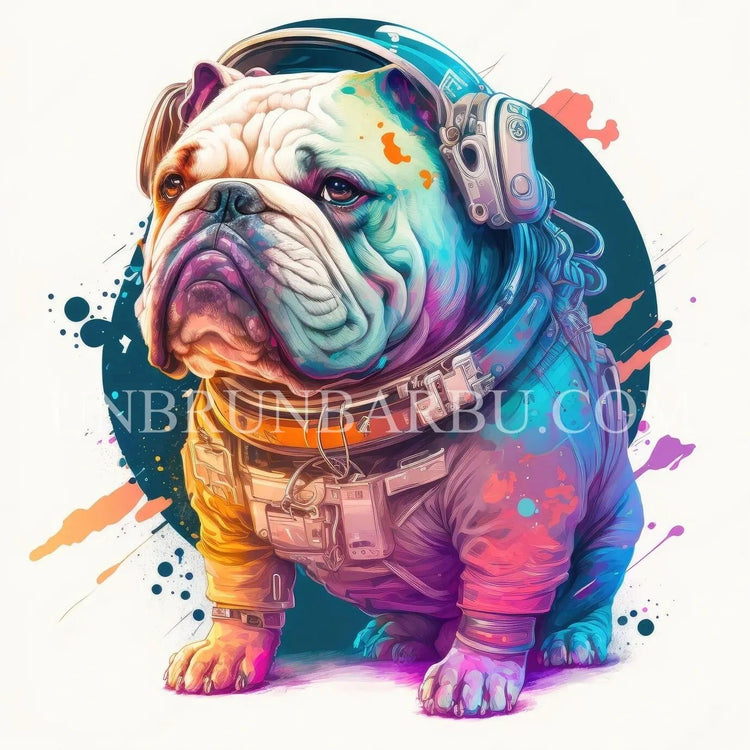 Le Bouledogue Astronaute du Futur. (90cm x 90cm).