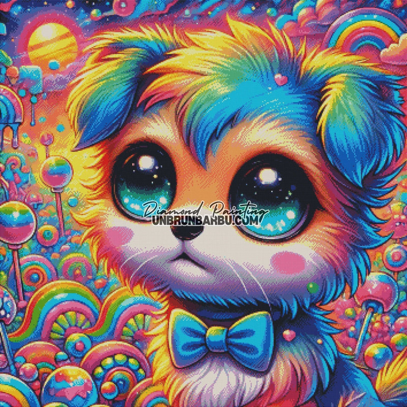 Le Chien des Nuages Colorés (80cm x 80cm) - UnBrunBarbu