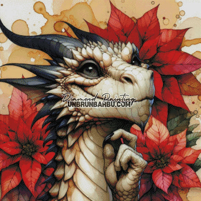 Le Dragon des Poinsettias (90cm x 90cm) - UnBrunBarbu