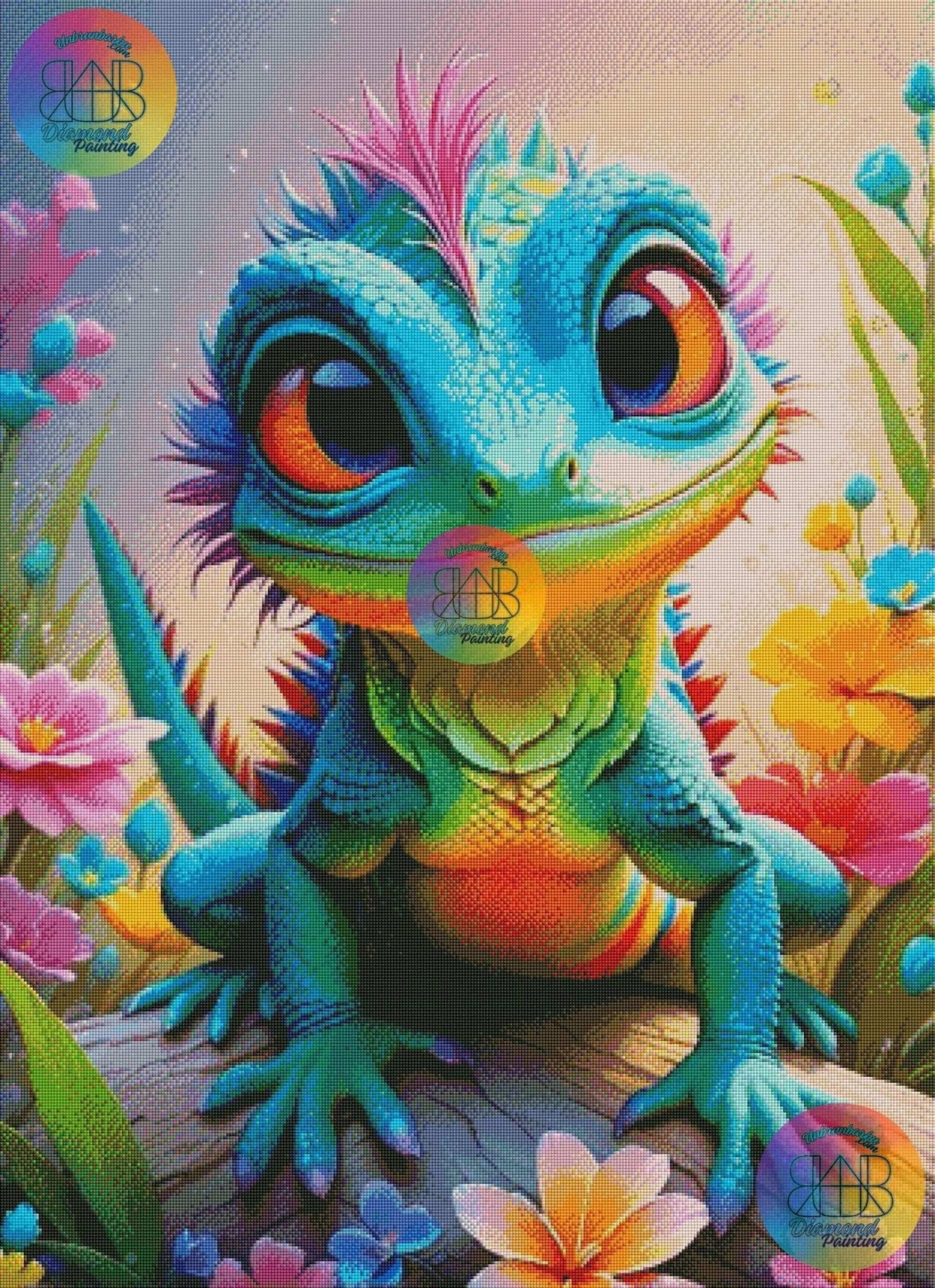 Le Lézard dans le Royaume Enchanté. (80cm x 110cm). - UnBrunBarbu
