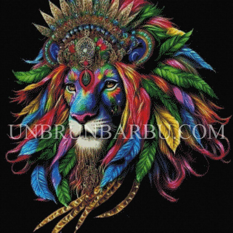 Le Lion Couronné, Majesté et Splendeur. (80cm x 80cm) - UnBrunBarbu