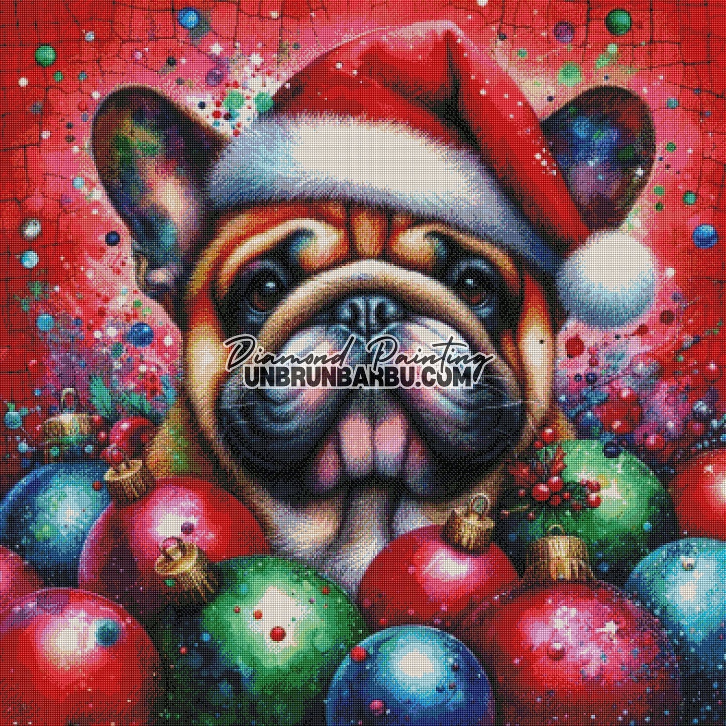 Le Noël de Mops (100cm x 100cm) - UnBrunBarbu