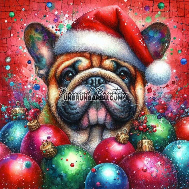 Le Noël de Mops (100cm x 100cm) - UnBrunBarbu