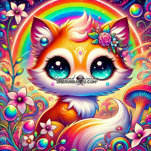 Le Renard Arc - en - Ciel (90cm x 90cm) - UnBrunBarbu