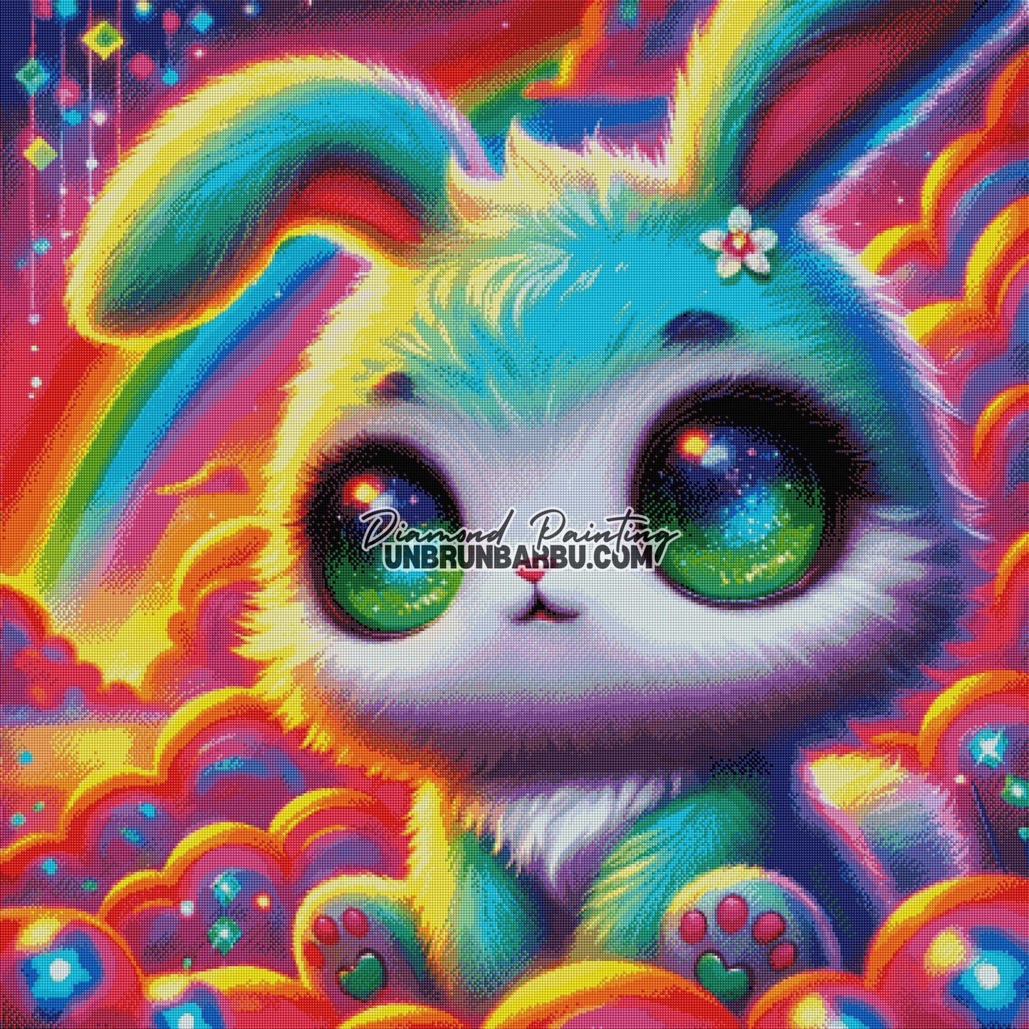 Le Rêve Coloré de Fluffy (100cm x 100cm) - UnBrunBarbu