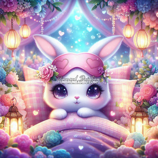 Le Rêve Doux du Lapin Étoilé (100cm x 100cm) - UnBrunBarbu