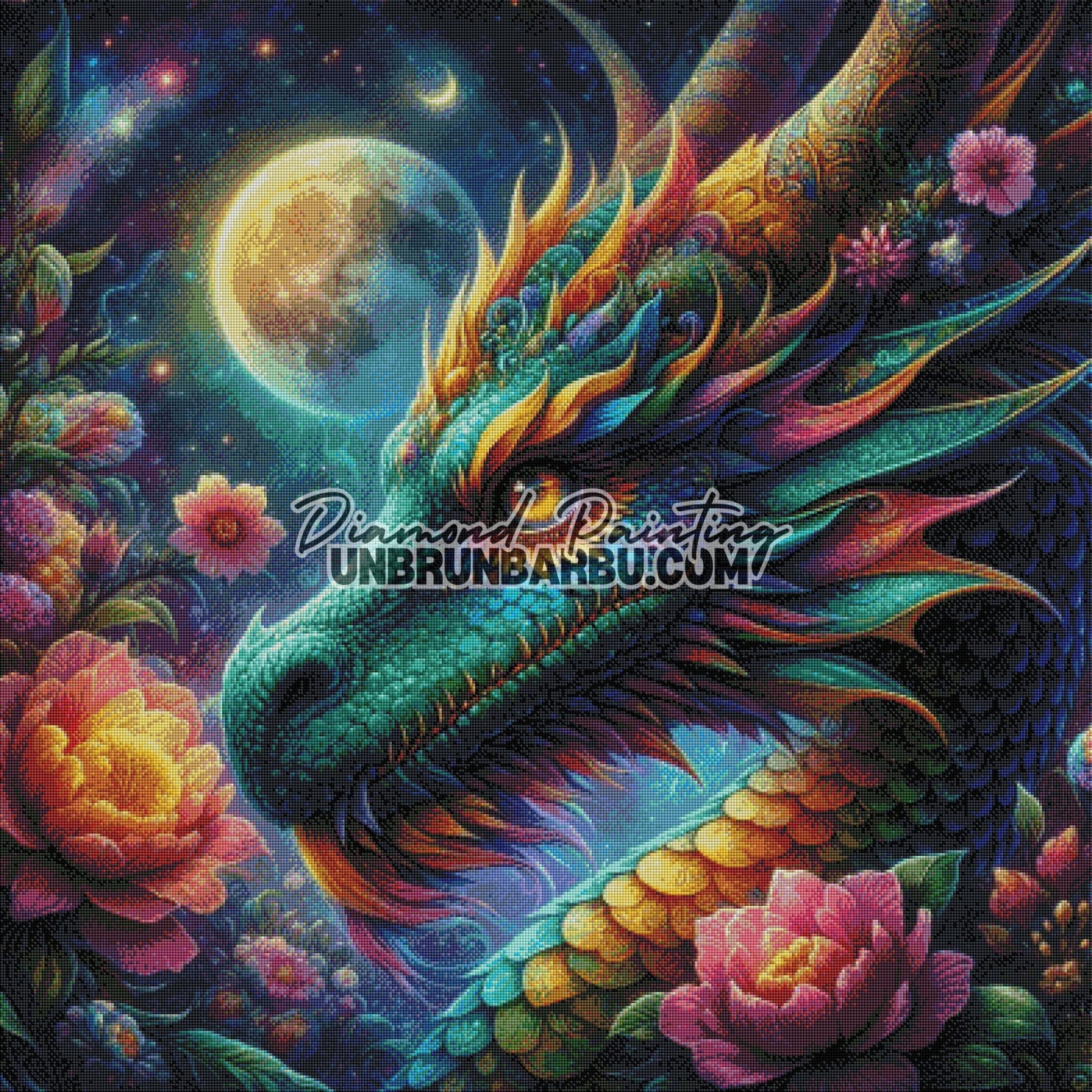 Le Rêve du Dragon Étoilé (100cm x 100cm) - UnBrunBarbu
