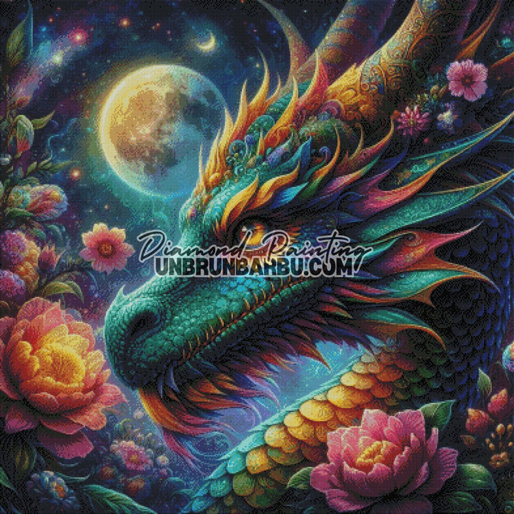 Le Rêve du Dragon Étoilé (100cm x 100cm) - UnBrunBarbu