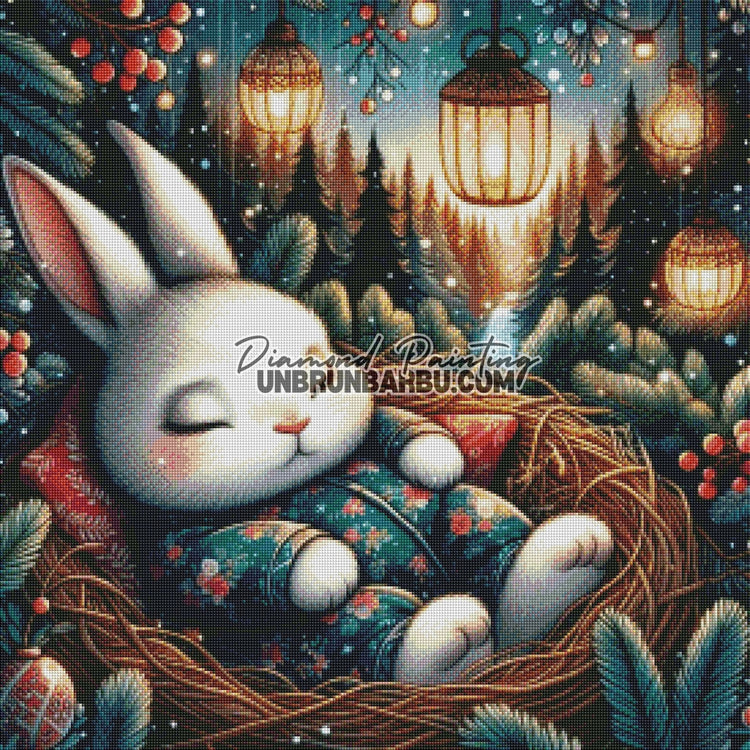 Le Rêve du Lapin d’Hiver (70cm x 70cm) - UnBrunBarbu