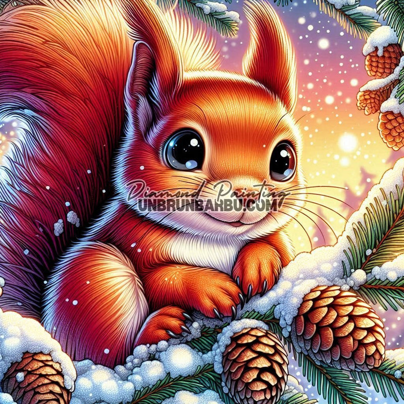L’Écureuil des Neiges (60cm x 60cm) - UnBrunBarbu
