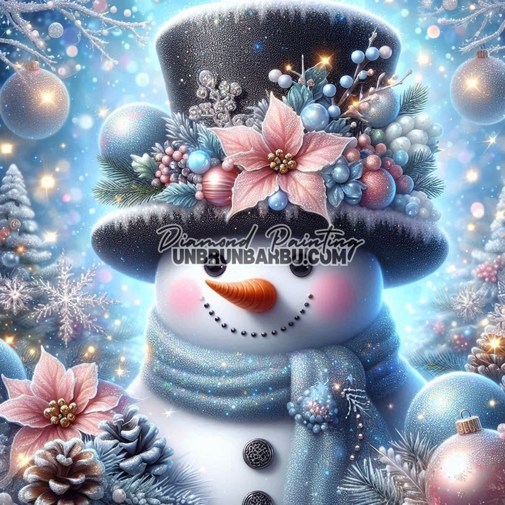 L’Élégant Bonhomme de Neige de Noël (80cm x 80cm) - UnBrunBarbu