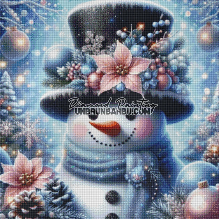 L’Élégant Bonhomme de Neige de Noël (80cm x 80cm) - UnBrunBarbu