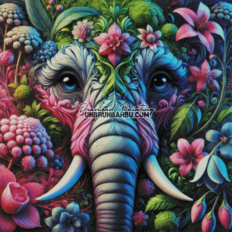 L'Éléphant Florissant (90cm x90cm) - UnBrunBarbu