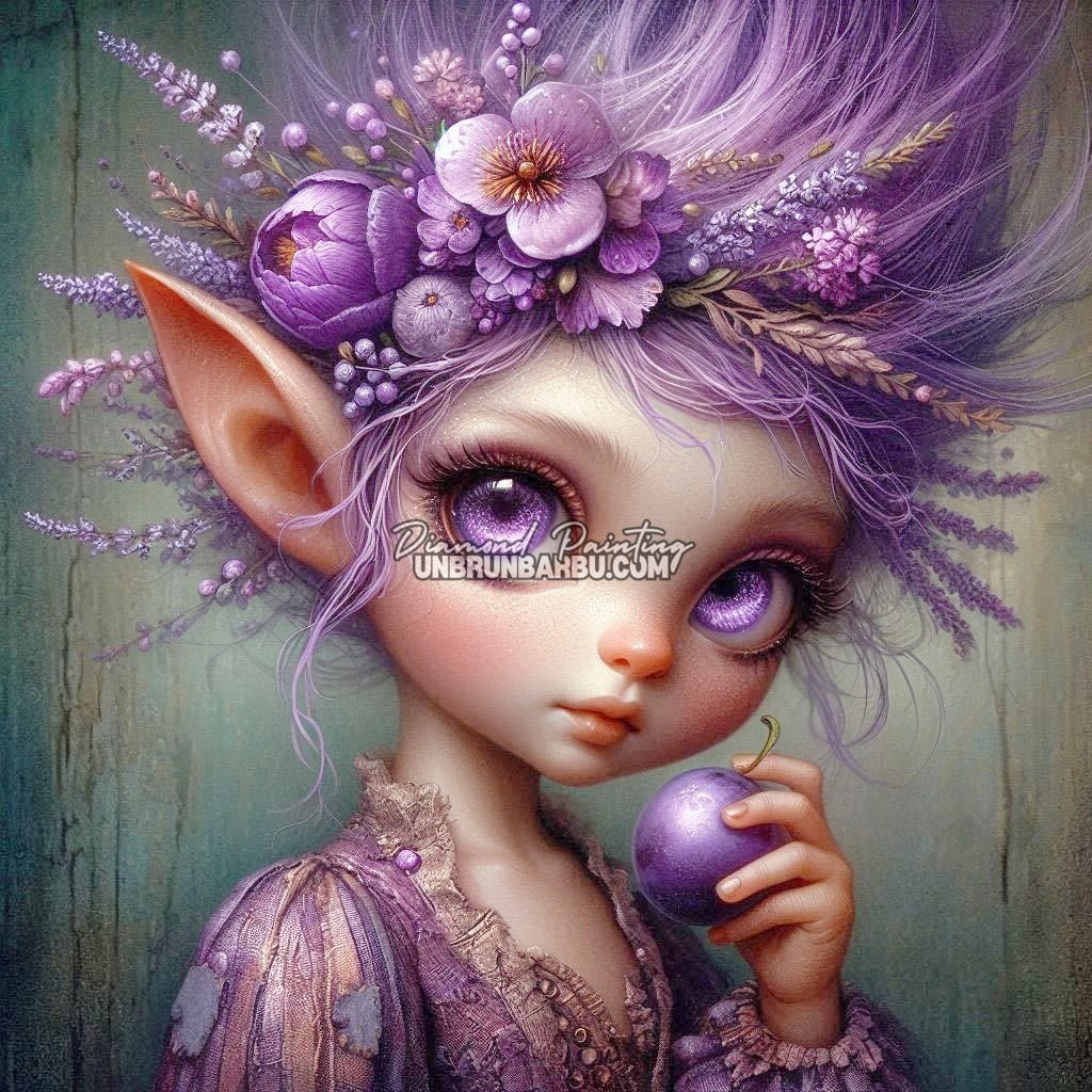 L’Elfe des Merveilles Violettes (100cm x 100cm) - UnBrunBarbu