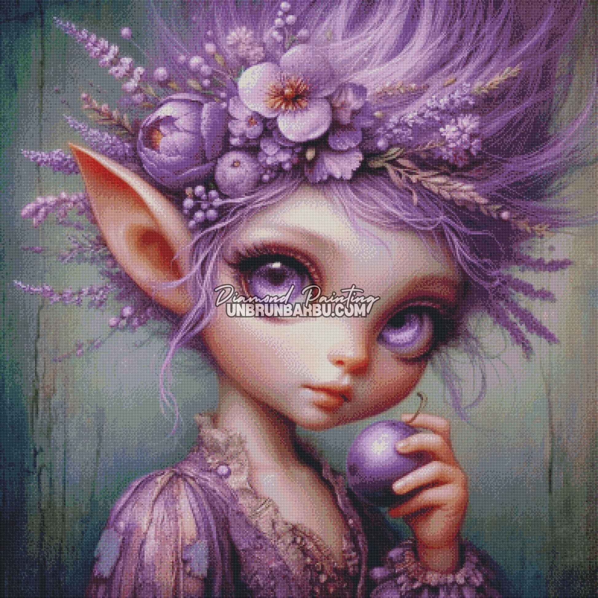 L’Elfe des Merveilles Violettes (100cm x 100cm) - UnBrunBarbu