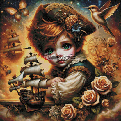 L'Enfant et le Navire Enchanté (120cm x 120cm) - UnBrunBarbu