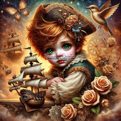 L'Enfant et le Navire Enchanté (120cm x 120cm) - UnBrunBarbu