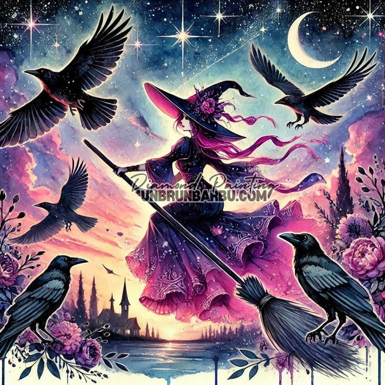 L'Envol de la Sorcière (100cm x 100cm) - UnBrunBarbu