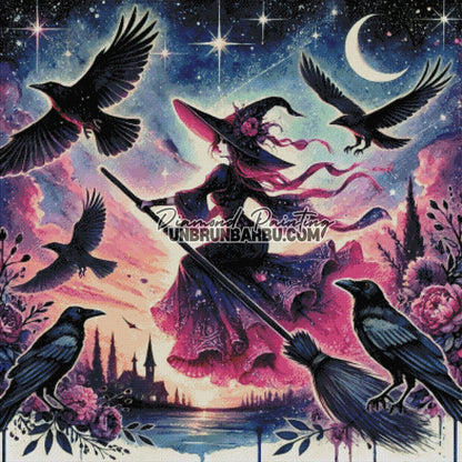 L'Envol de la Sorcière (100cm x 100cm) - UnBrunBarbu