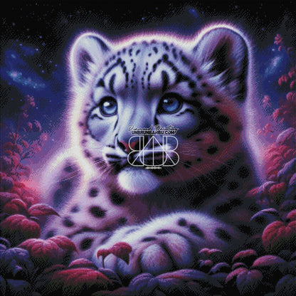 Leopard des Neiges. (80cm x 80cm) - UnBrunBarbu