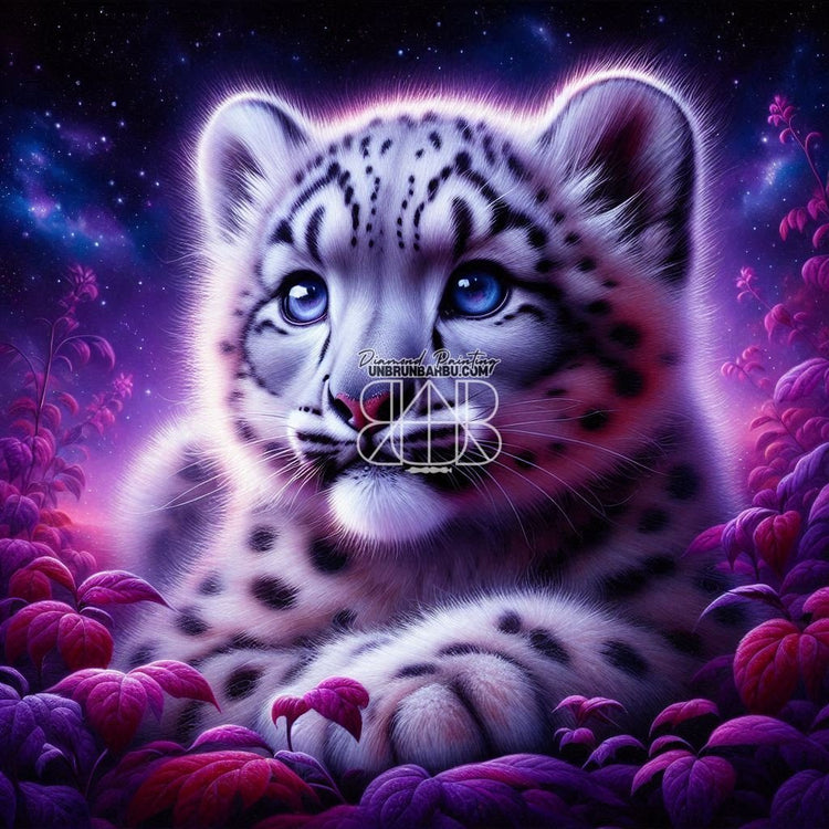 Leopard des Neiges. (80cm x 80cm) - UnBrunBarbu