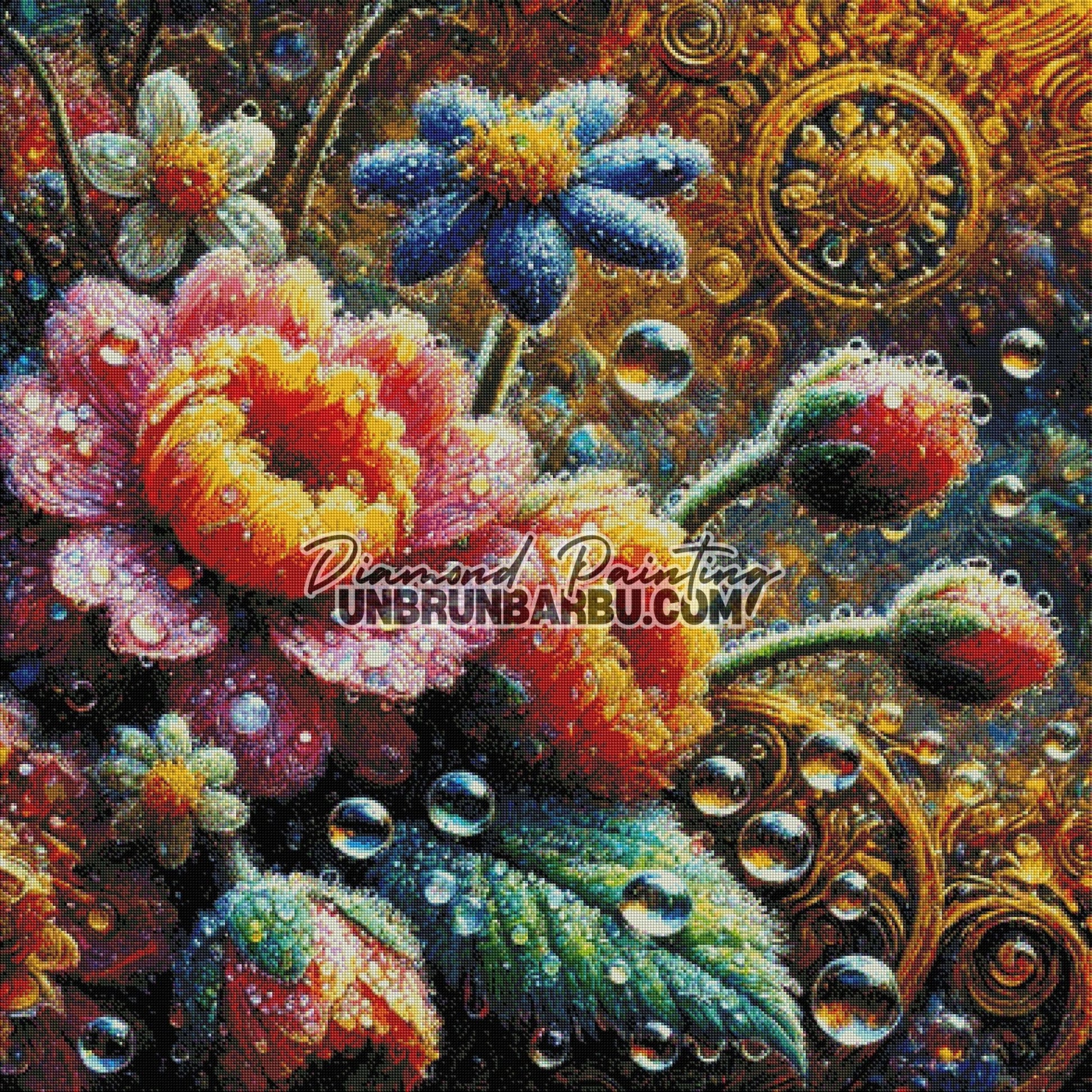 Les Fleurs des Étoiles Cristallines (100cm x 100cm) - UnBrunBarbu