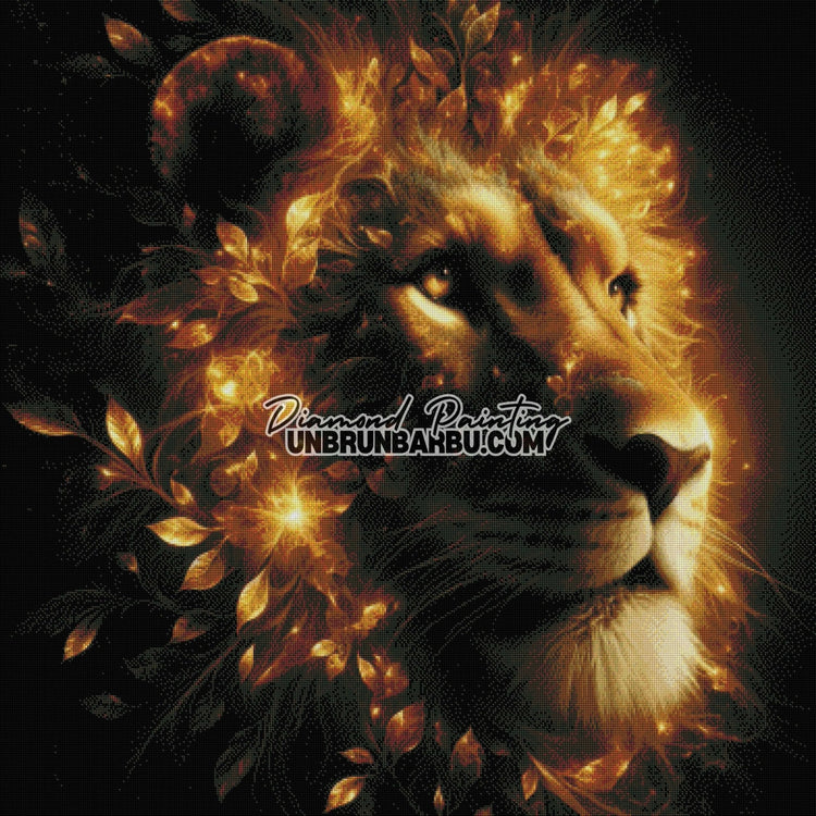 L'Esprit Doré du Lion (100cm x 100cm) - UnBrunBarbu