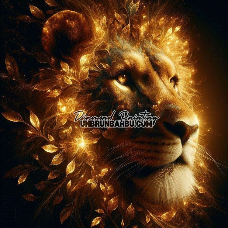 L'Esprit Doré du Lion (100cm x 100cm) - UnBrunBarbu