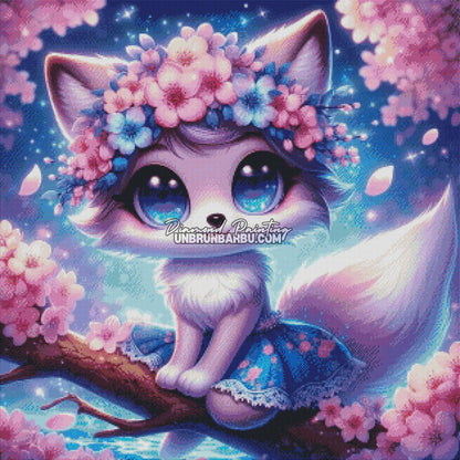 L’Esprit Sakura du Petit Renard (90cm x 90cm) - UnBrunBarbu