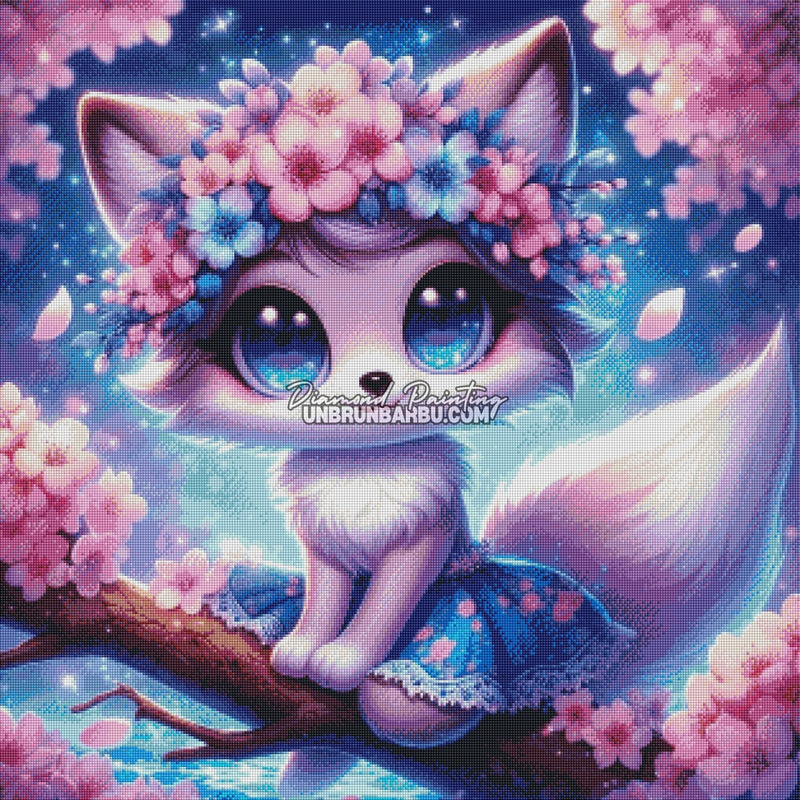 L’Esprit Sakura du Petit Renard (90cm x 90cm) - UnBrunBarbu