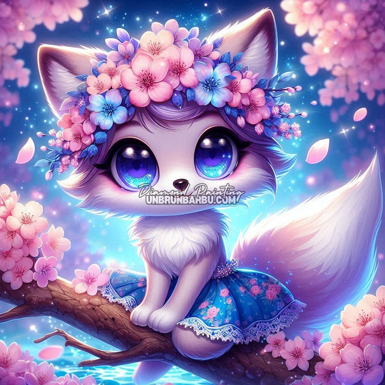 L’Esprit Sakura du Petit Renard (90cm x 90cm) - UnBrunBarbu