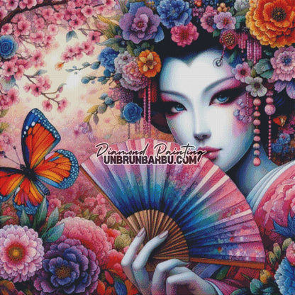 L’Éventail de la Geisha (100cm x 100cm) - UnBrunBarbu