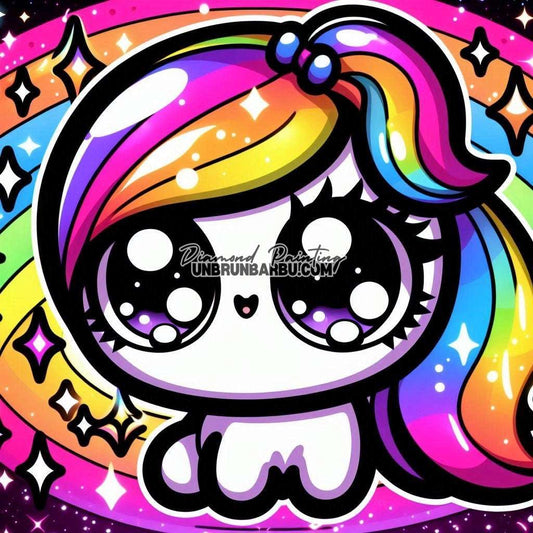 Licorne Kawaii aux Éclats Arc - en - Ciel (60cm x 60cm) - UnBrunBarbu