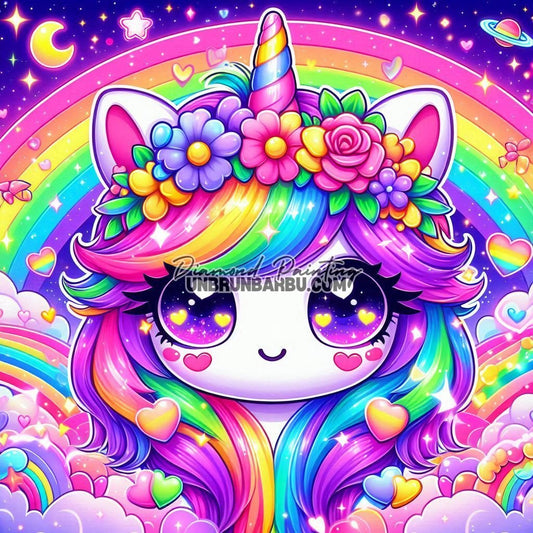 Licorne Magique des Rêves Arc - en - Ciel (70cm x 70cm) - UnBrunBarbu