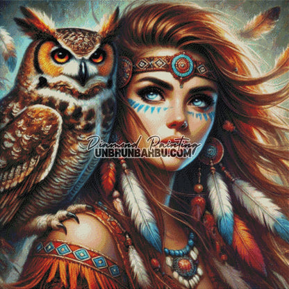 L’Indienne et l’Esprit de la Nuit (100cm x 100cm) - UnBrunBarbu