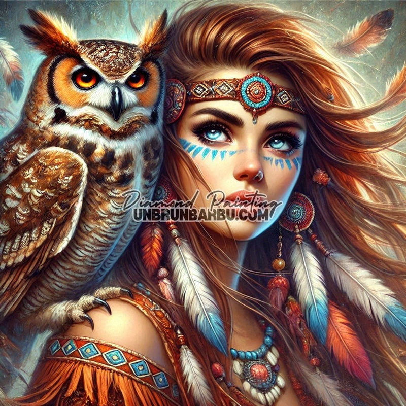 L’Indienne et l’Esprit de la Nuit (100cm x 100cm) - UnBrunBarbu