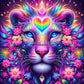 Lion Cœur Arc - en - Ciel (90cm x 90cm) - UnBrunBarbu