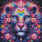 Lion Cœur Arc - en - Ciel (90cm x 90cm) - UnBrunBarbu