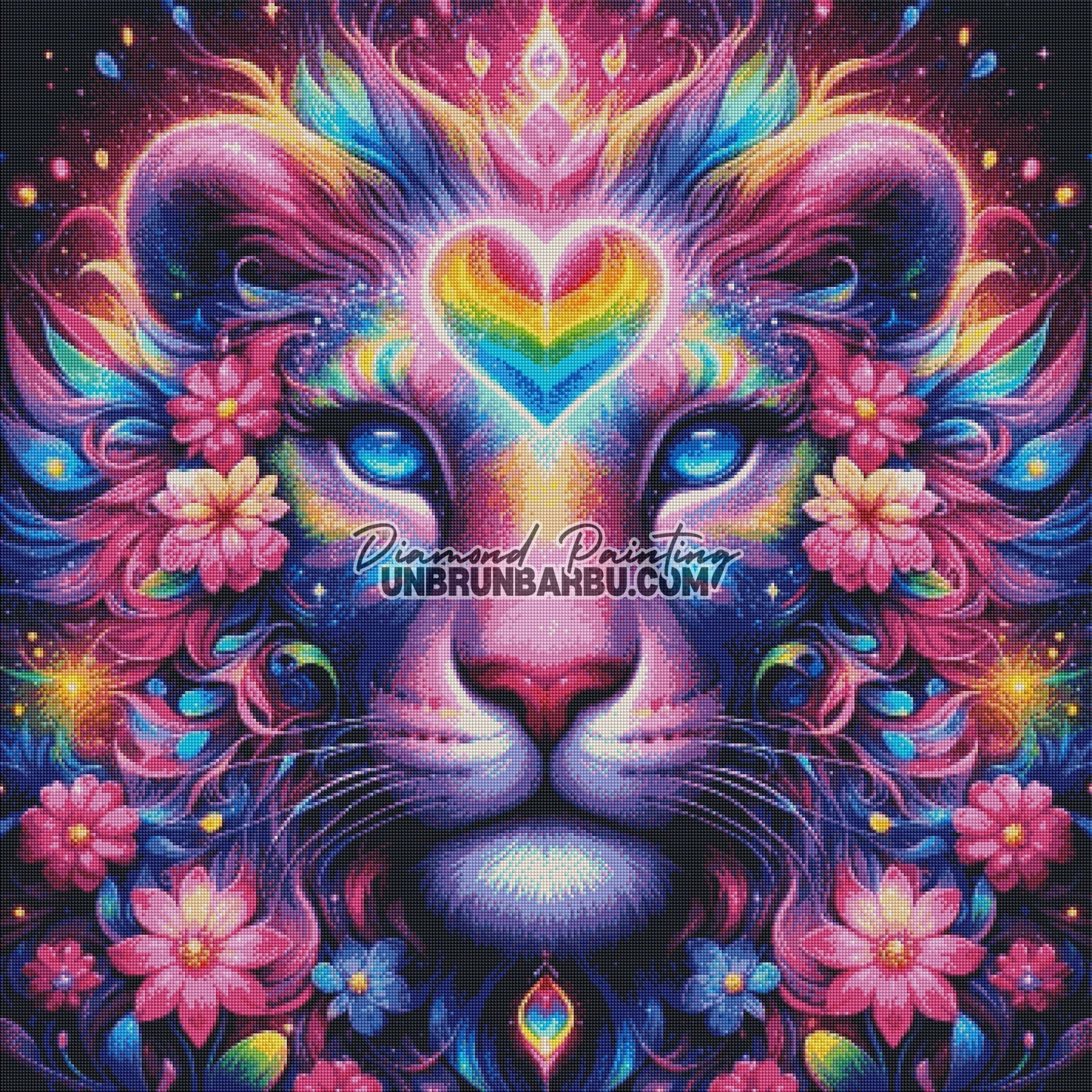 Lion Cœur Arc - en - Ciel (90cm x 90cm) - UnBrunBarbu