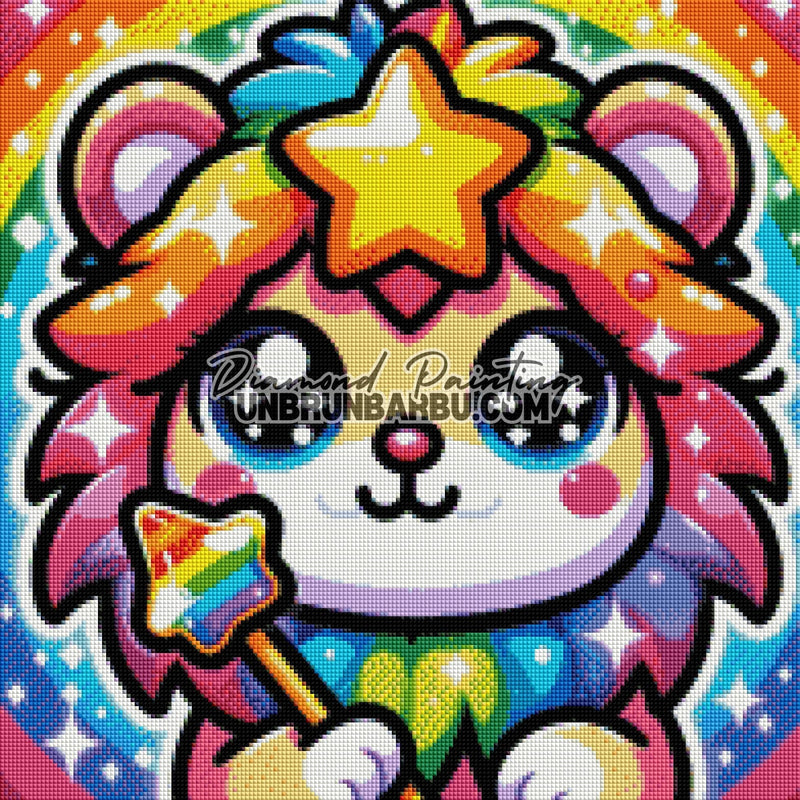 Lion Magique de l’Arc - en - Ciel (50cm x 50cm) - UnBrunBarbu