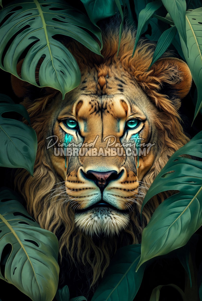 diamond painting lion mystique jungle illustration 60x90