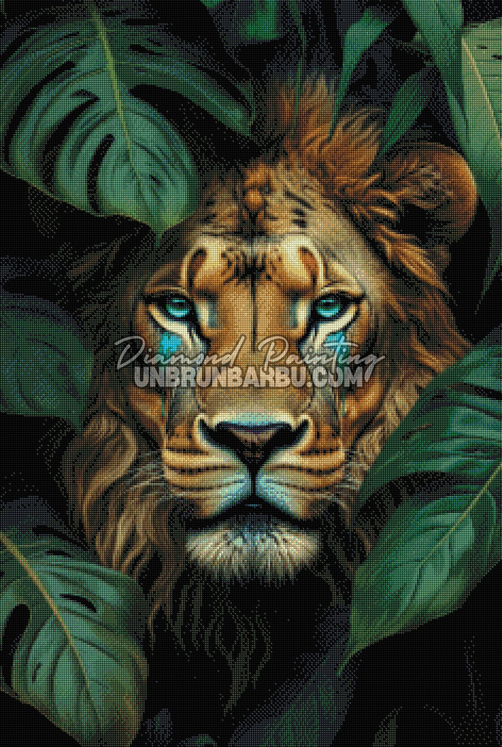diamond painting lion mystique jungle rendu diamante 60x90
