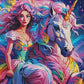 L’Odyssée d’une Princesse et sa Licorne. (100cm x 120cm). - UnBrunBarbu