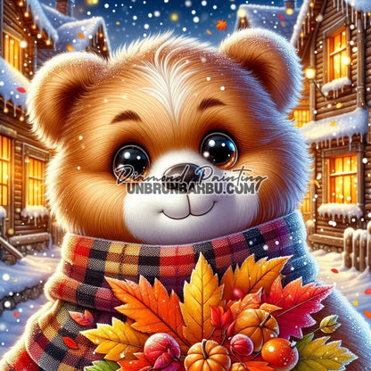 L’Ours de l’Automne Enneigé (70cm x 70cm) - UnBrunBarbu