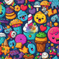 L’Univers Kawaii des Gourmands. (80cm x 55cm). - UnBrunBarbu