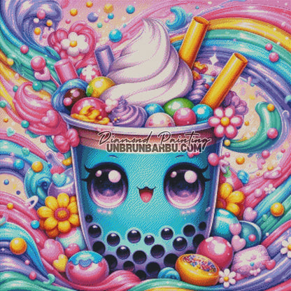 L'Univers Secrète du Bubble Tea (90cm x 90cm) - UnBrunBarbu