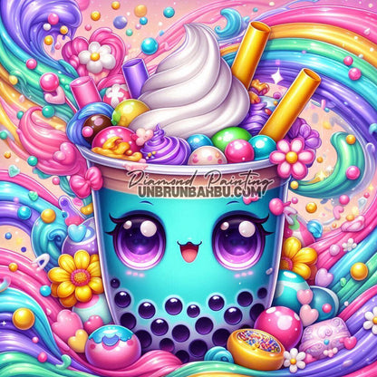 L'Univers Secrète du Bubble Tea (90cm x 90cm) - UnBrunBarbu